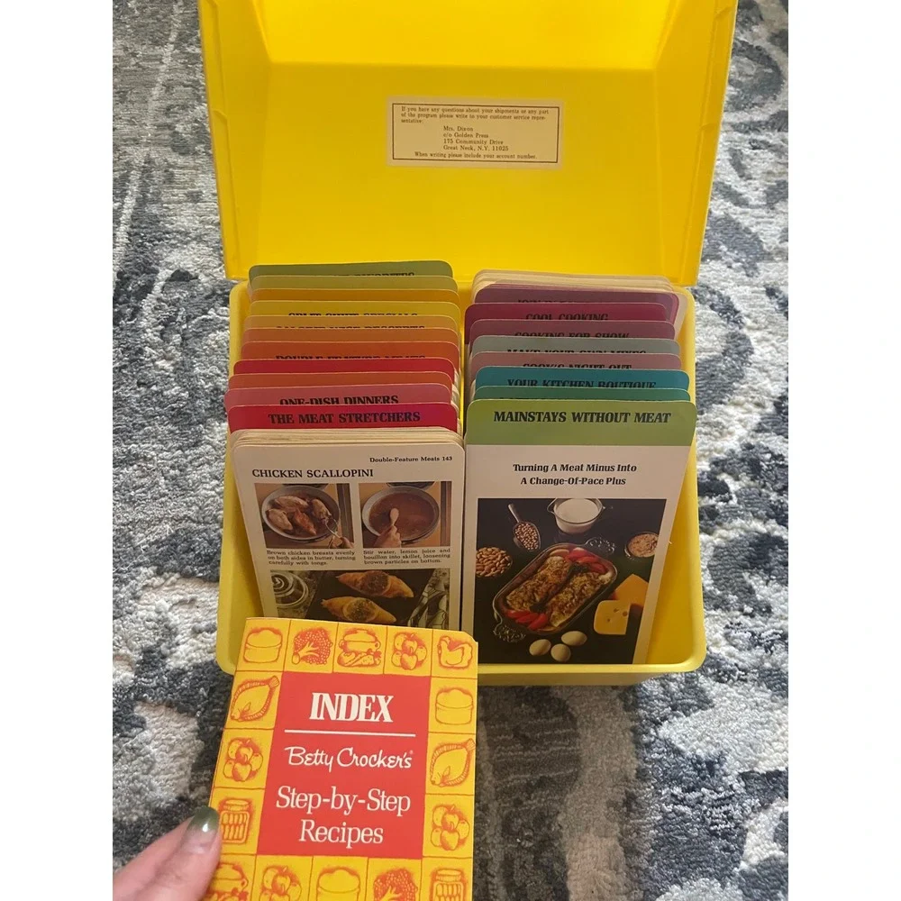 Vintage Betty Crocker Step By Step Recipes Yellow Card Box Library‎ 1980s Set
